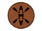 Double Kayak with Crossed Paddles Round Iron-On Engraved Faux Leather Patch Applique - 2.5"